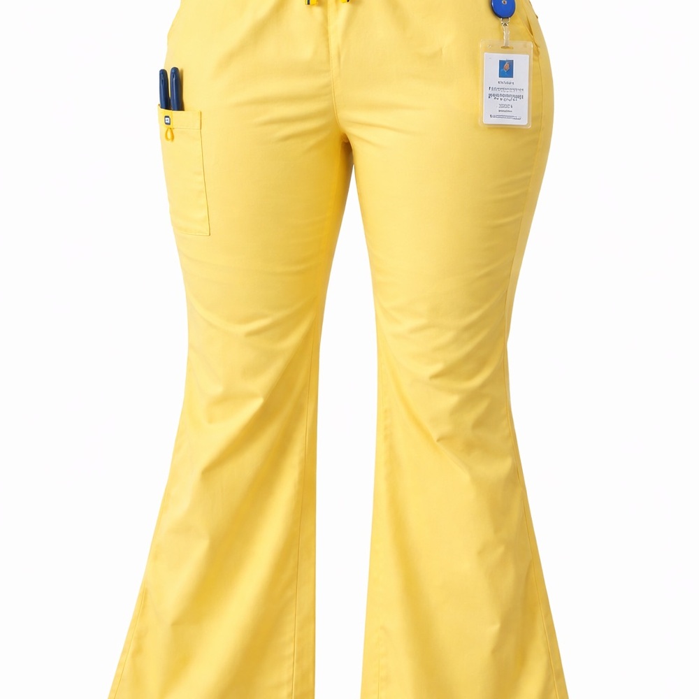 SPREAD GOOD CHEER Women’s Yellow Flare Utility Scrub Pants